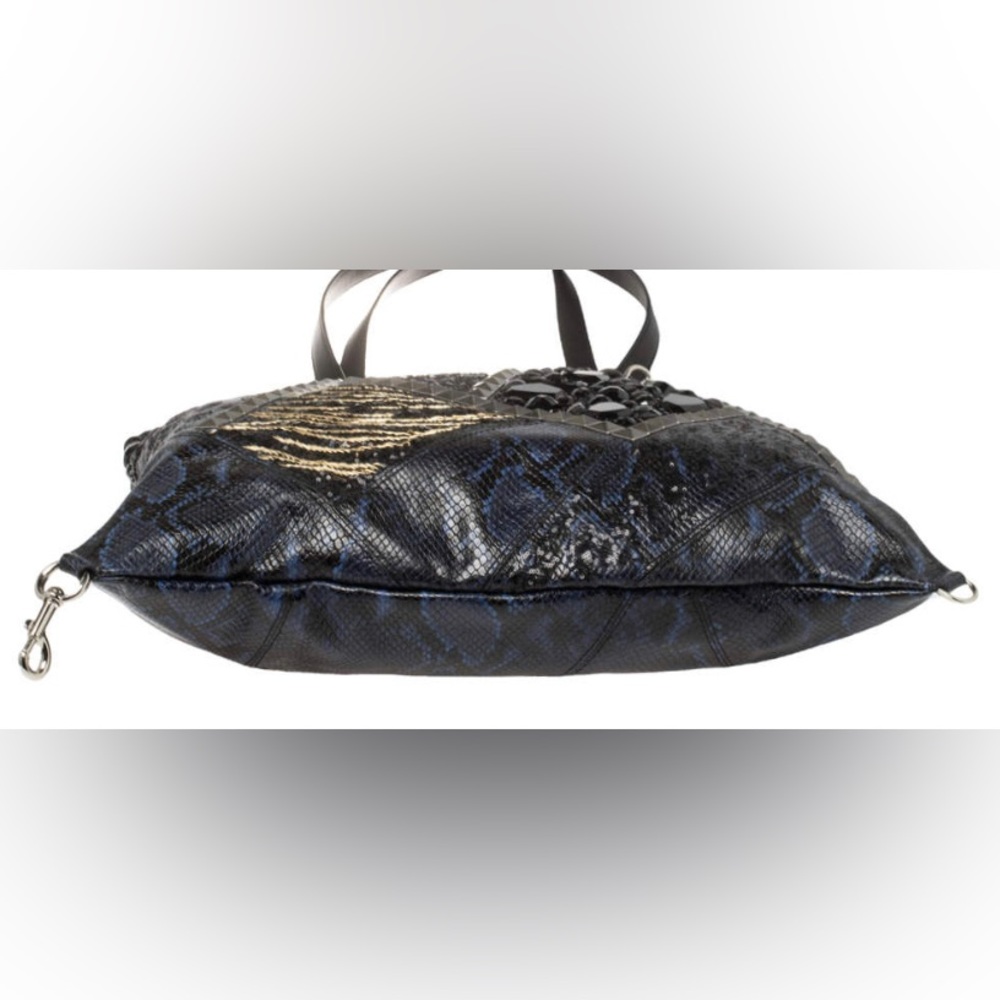 Marc Jacobs Blue/Black Python Embossed Leather Em… - image 5